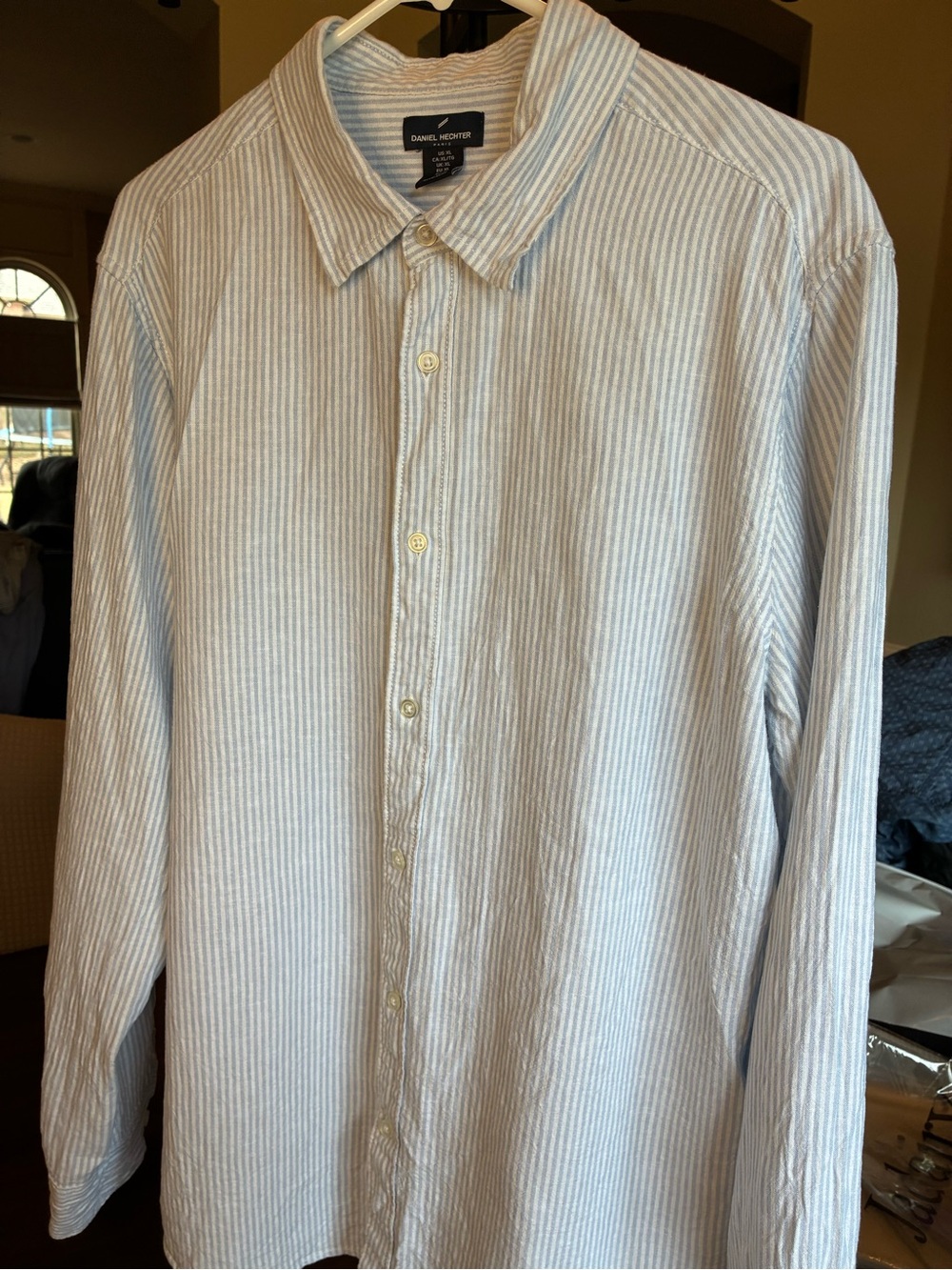 Daniel Hechter Light Blue and White Striped Button-Down Shirt